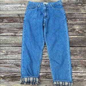 L.L. Bean Men's Relaxed natural Fit Blue Jeans flannel lined 33x32